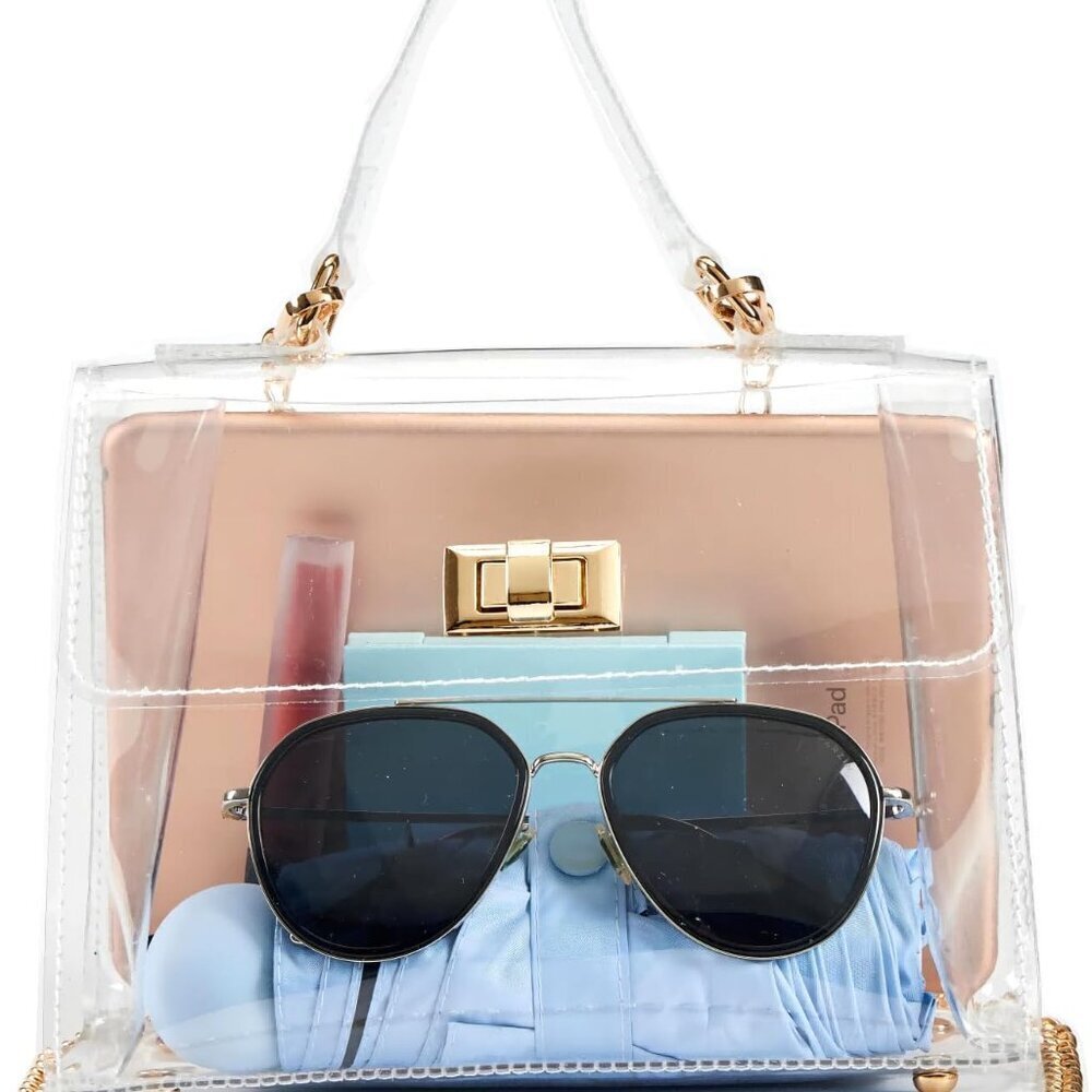 Clear Stadium Bag PVC Small Crossbody Purse for Women Travel Event